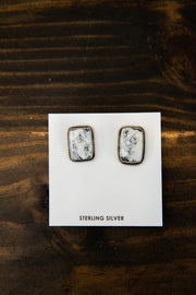 White Buffalo Rectangle Studs - Southern Soule Designs