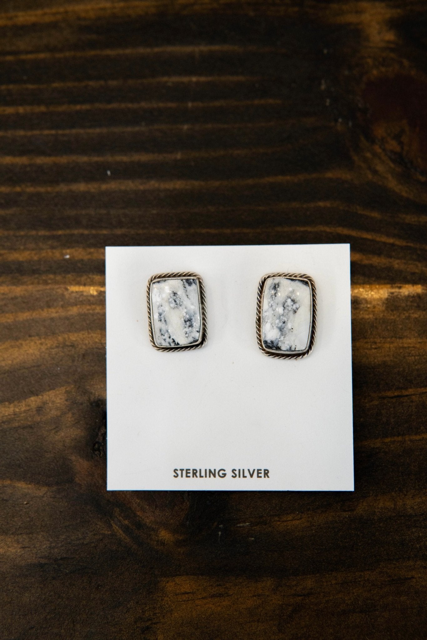 White Buffalo Rectangle Studs - Southern Soule Designs
