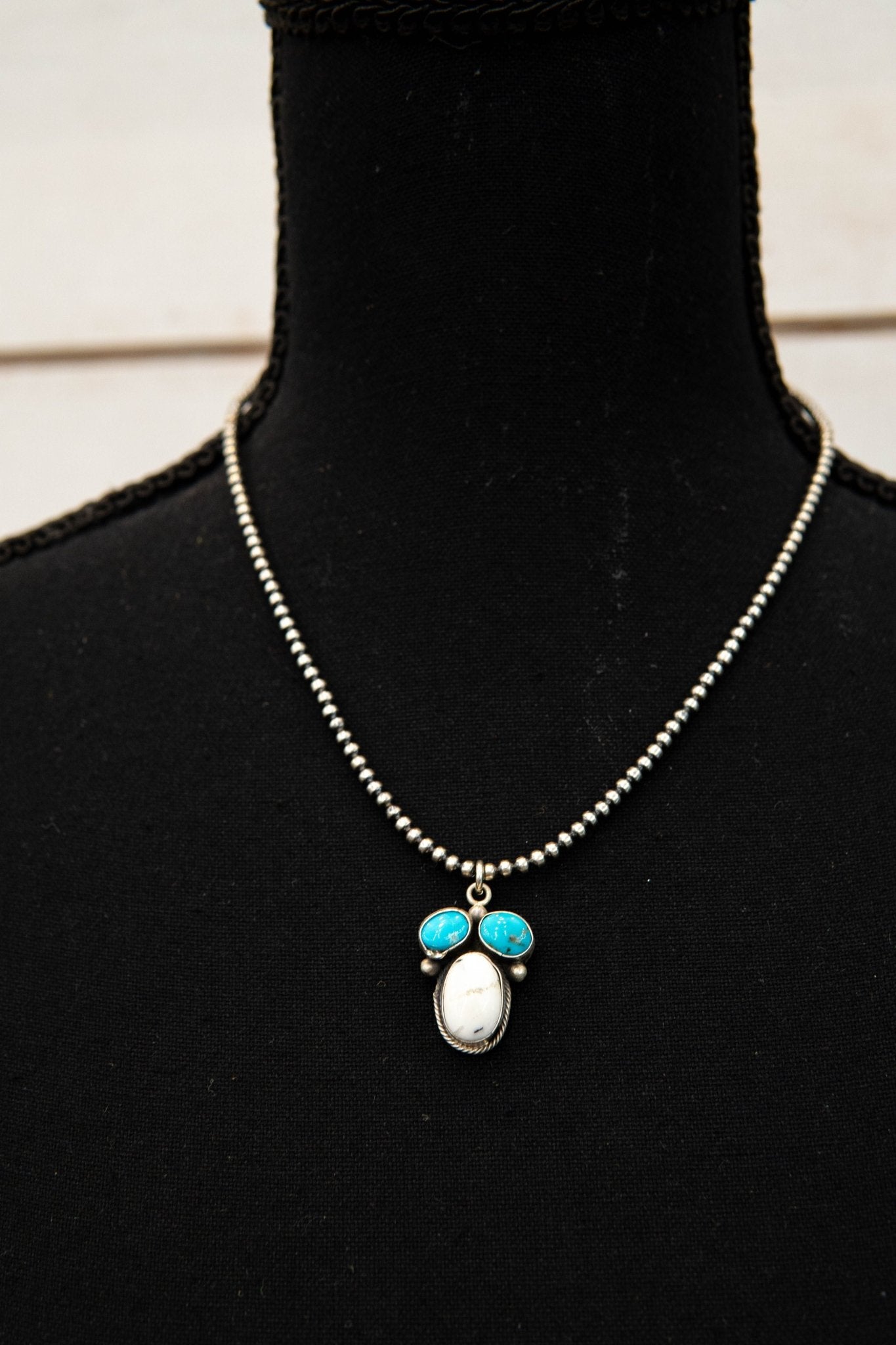 White Buffalo/Turq Beaded Necklace - Southern Soule Designs