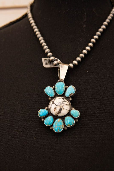 White Buffalo/Turq Mixed Pendant - Southern Soule Designs