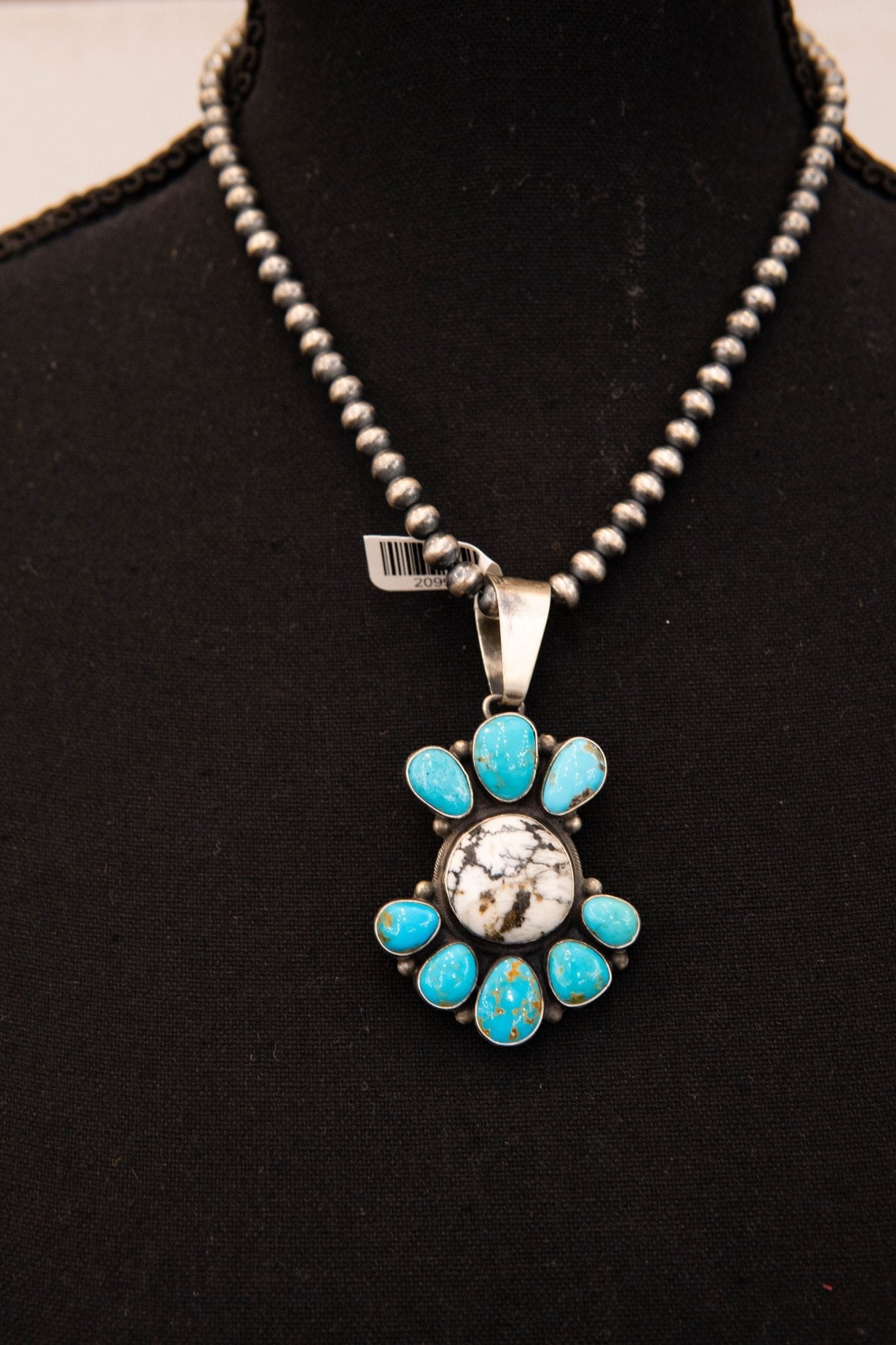 White Buffalo/Turq Mixed Pendant - Southern Soule Designs