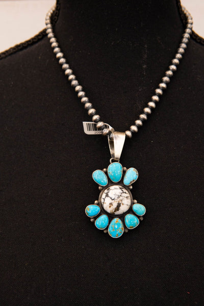 White Buffalo/Turq Mixed Pendant - Southern Soule Designs