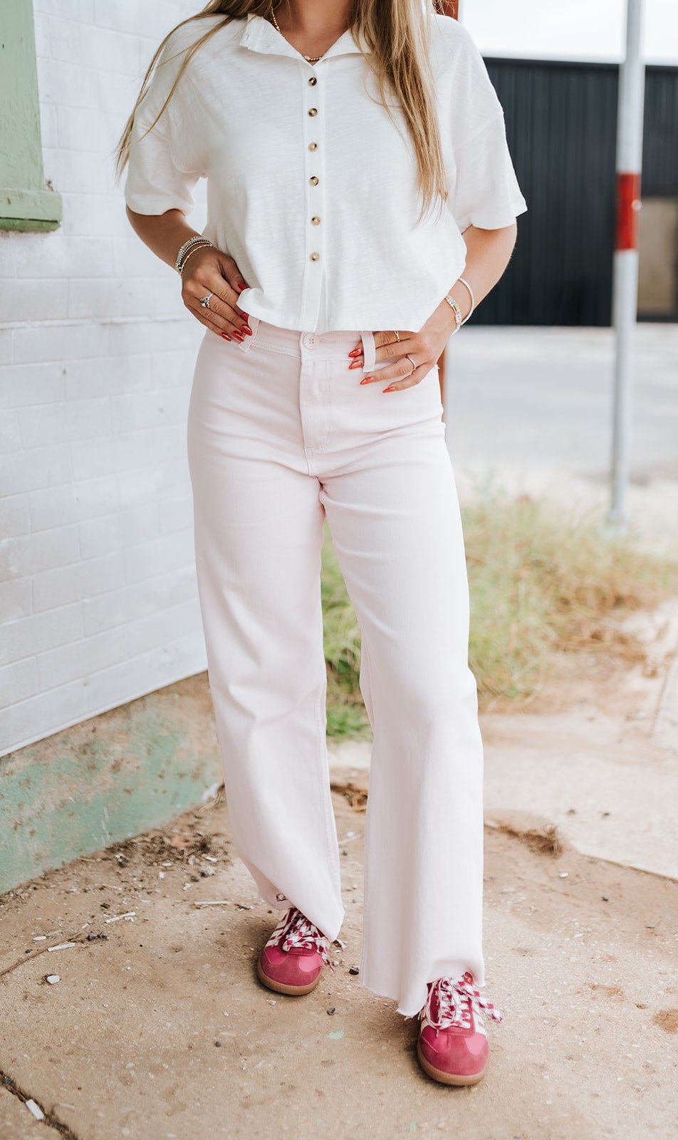 White Button Down Top ET7639 - Southern Soule Designs
