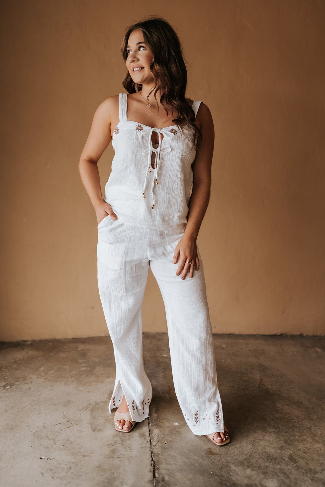 White Elastic Pants DGE2770 - Southern Soule Designs