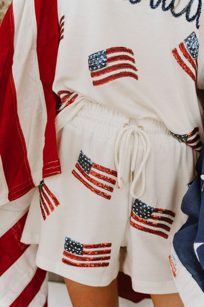 White Emily America Shorts - Southern Soule Designs