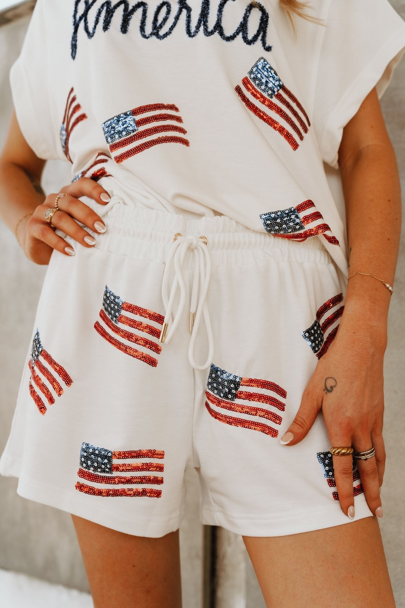 White Emily America Shorts - Southern Soule Designs