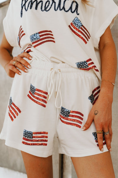 White Emily America Shorts - Southern Soule Designs