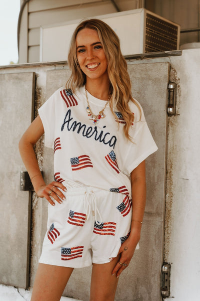 White Emily America Shorts - Southern Soule Designs
