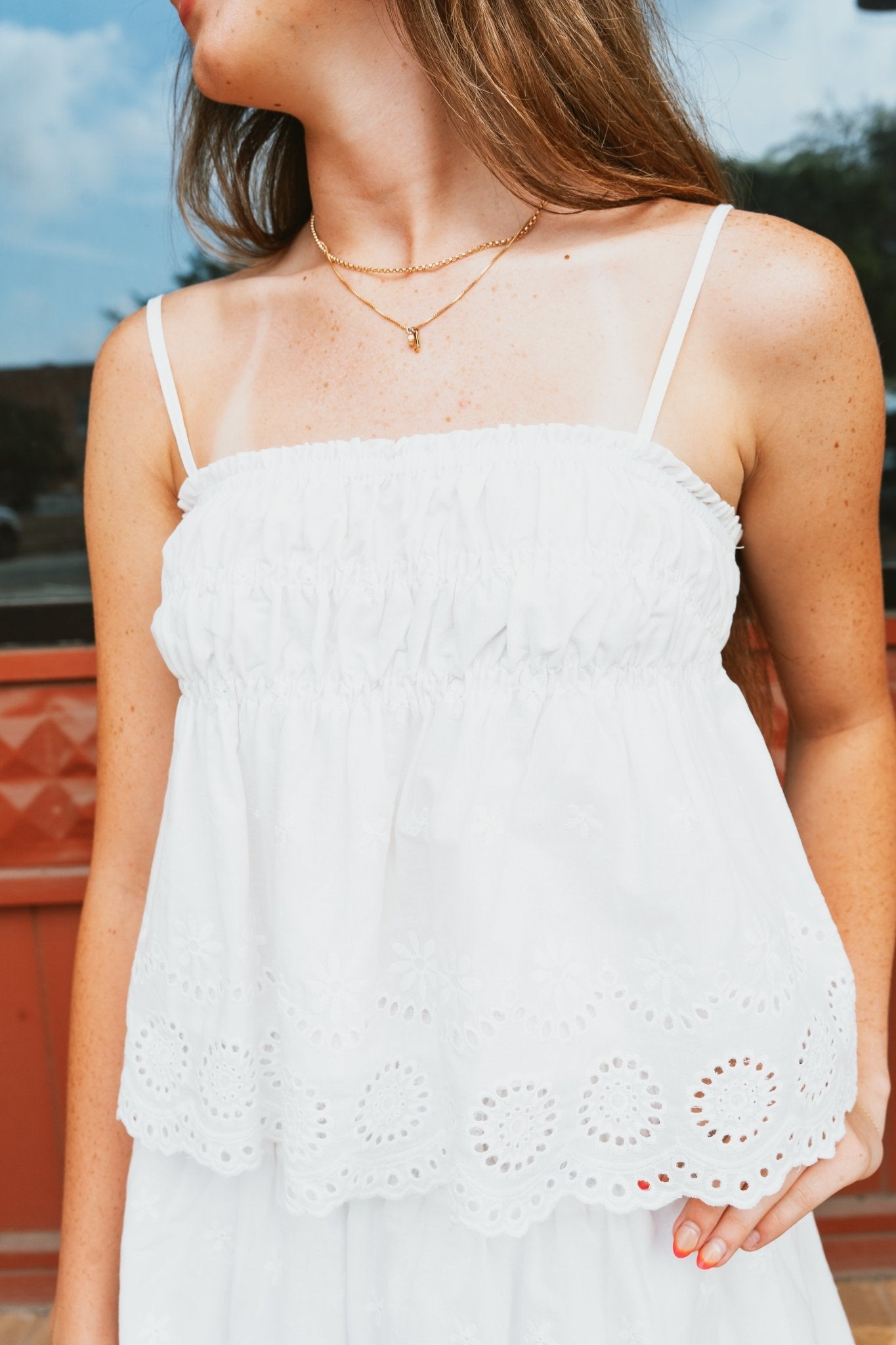 White Eyelet Ruffle Top BMT7765 - Southern Soule Designs