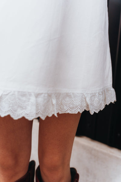 White Lace Trim Mini Dress ID5463 - Southern Soule Designs