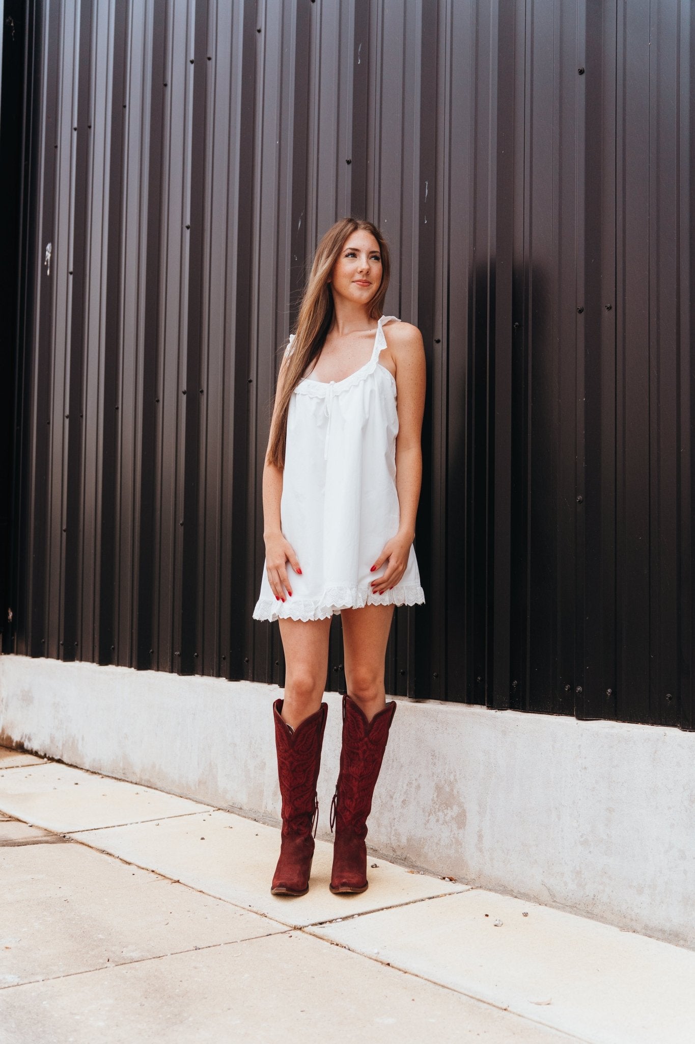 White Lace Trim Mini Dress ID5463 - Southern Soule Designs