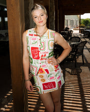 White - Multi Button Down Sleeveless Top with Slit Mini Skirt STS2828 - Southern Soule Designs