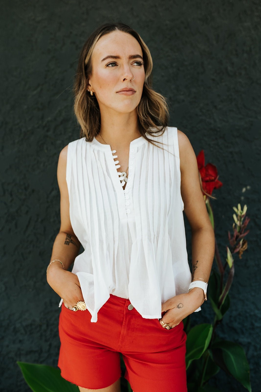White Myron Sleeveless Top - Southern Soule Designs