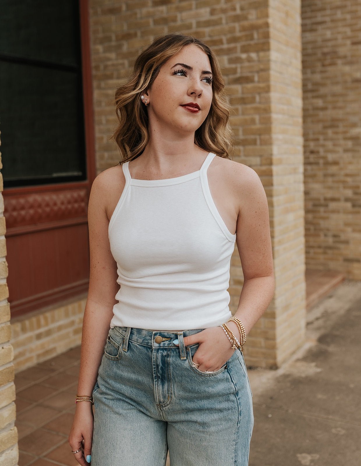 White Ribbed Tank Top ET5879 - Southern Soule Designs