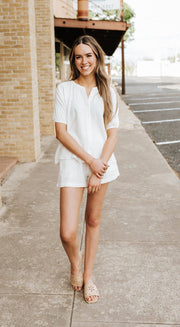 White Short Sleeve V - Neck DGC11641 - Southern Soule Designs