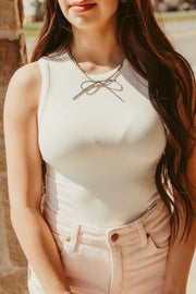 White Sleeveless Bodysuit MT9737 - Southern Soule Designs