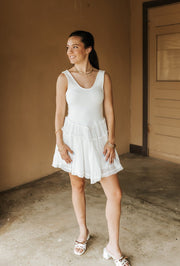 White Sleeveless Dress WKR50207 - Southern Soule Designs