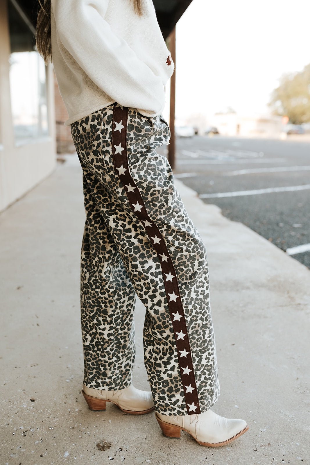 White Star Leopard Printed Striped Pants VP72572 - WS - Southern Soule Designs