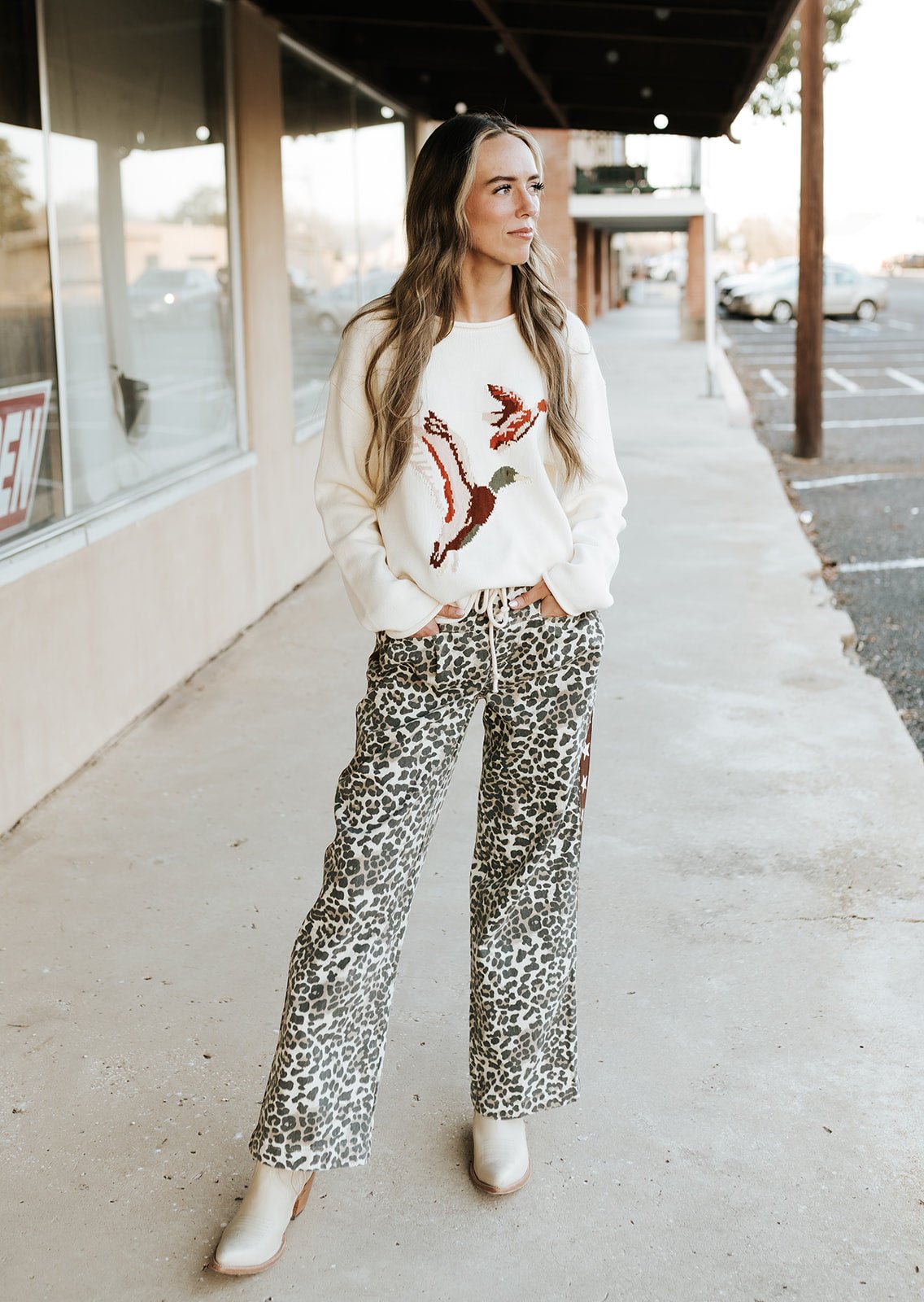 White Star Leopard Printed Striped Pants VP72572 - WS - Southern Soule Designs