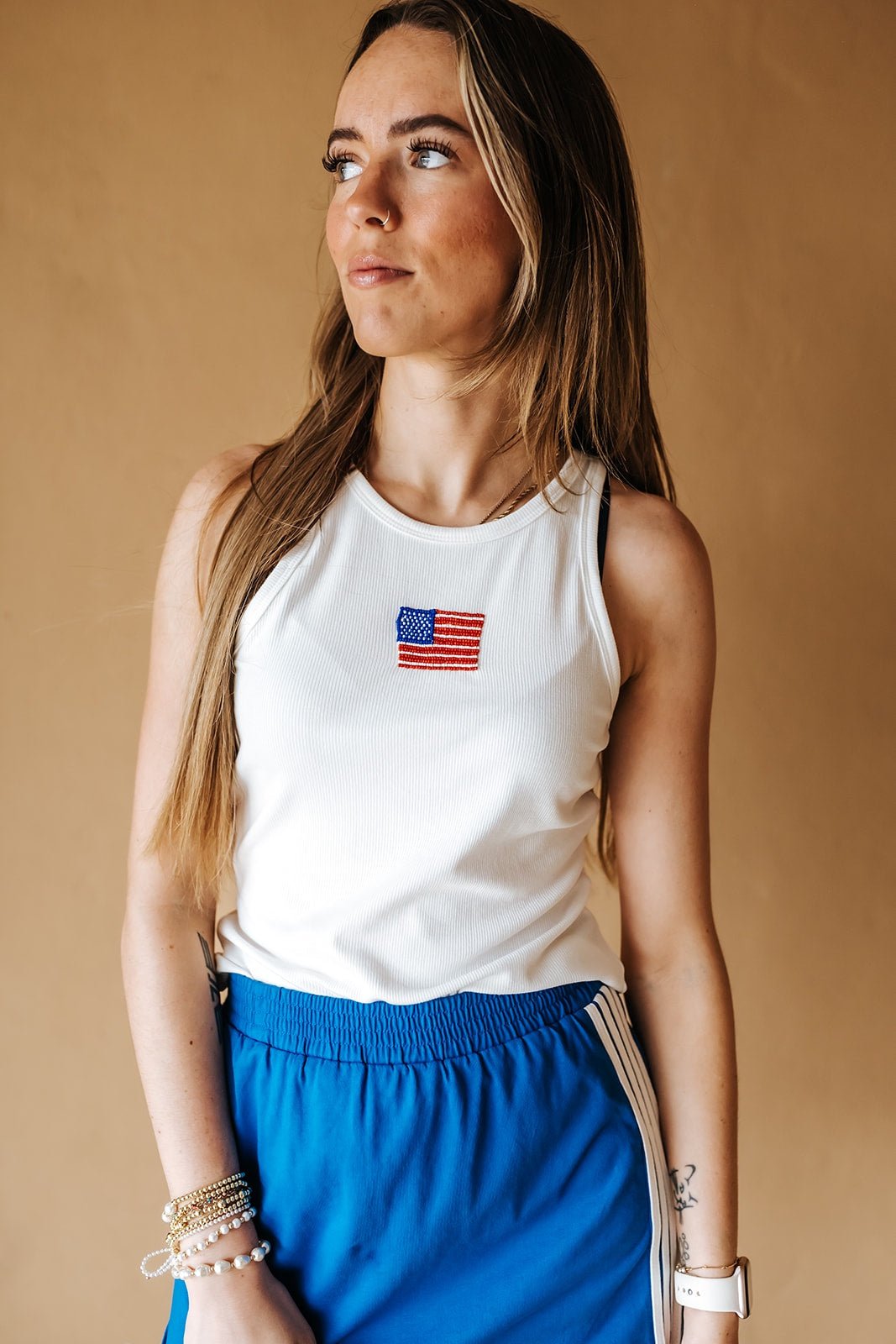 White USA Beads Tank Top MT21120 - Southern Soule Designs