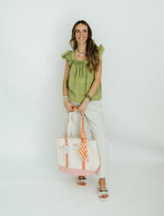 White/Black Pinstripe Barrel Pants P6184 - Southern Soule Designs