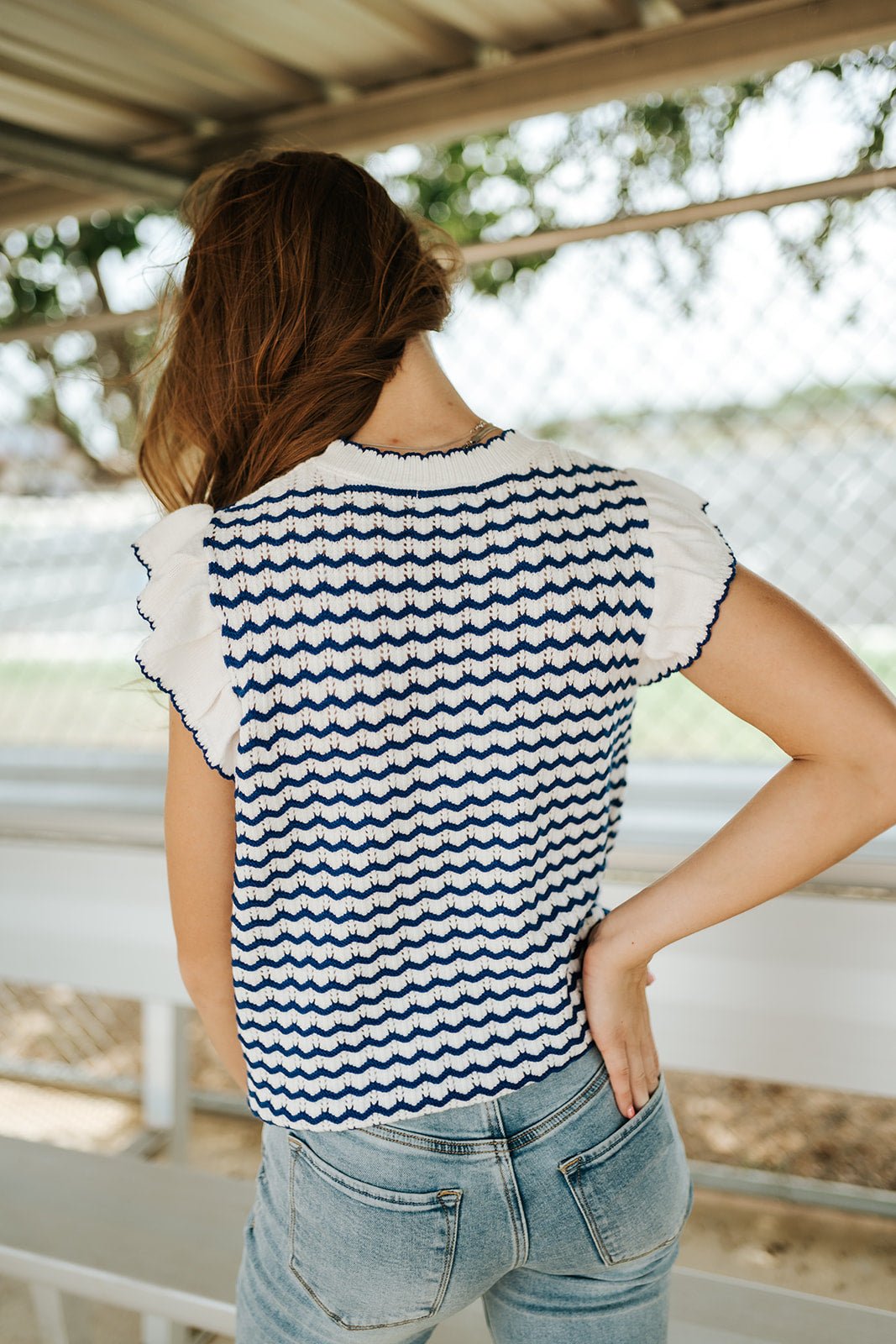 White/Blue Wave Oakley Sweater - Southern Soule Designs