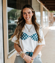 White/Denim Blue Polka Dot Bikini Tee - Southern Soule Designs