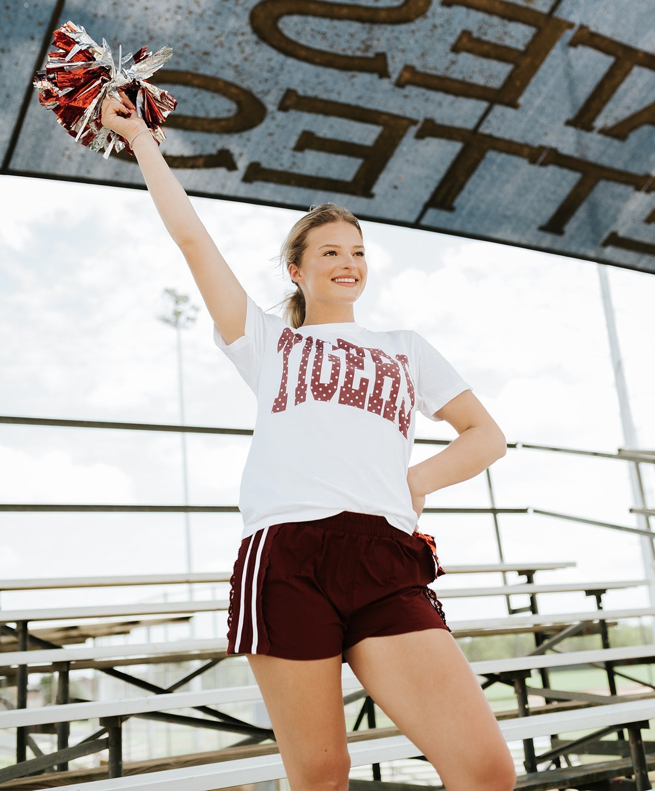 White/Maroon Polka Dot Tigers Tee - Southern Soule Designs