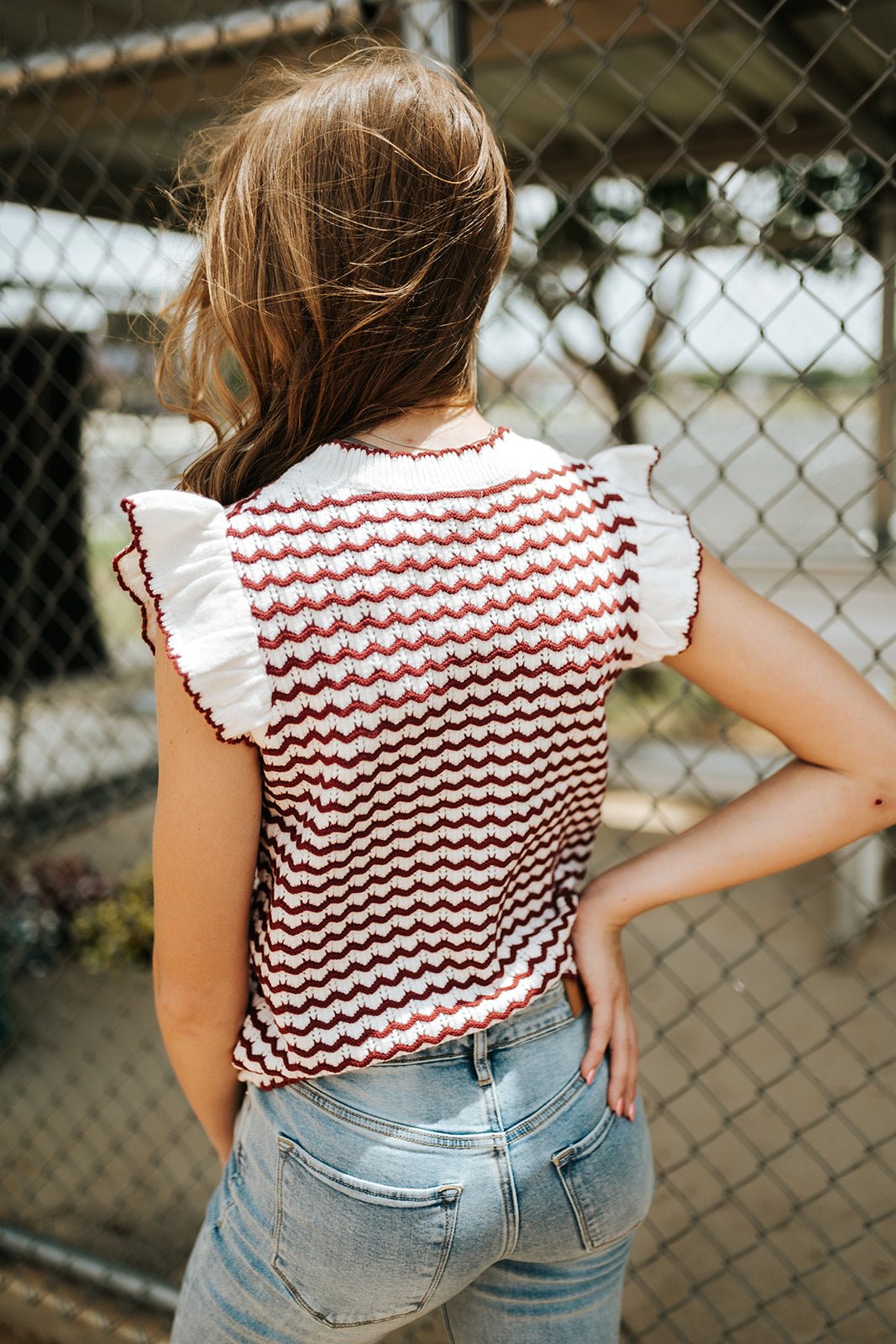 White/Maroon Wave Oakley Sweater - Southern Soule Designs