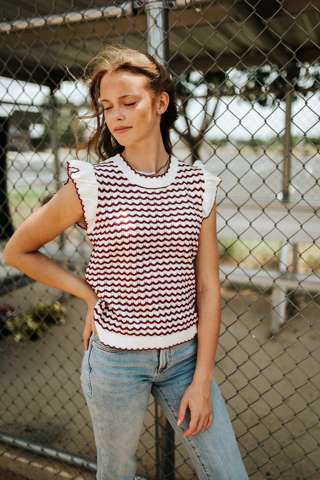 White/Maroon Wave Oakley Sweater - Southern Soule Designs