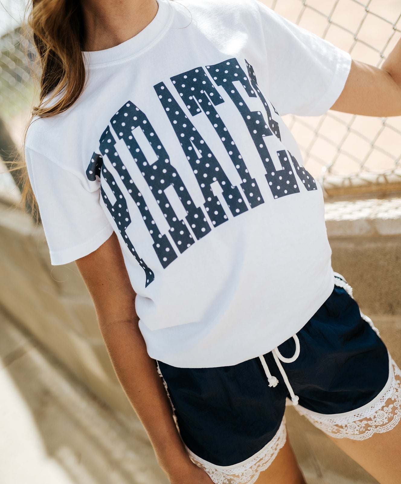 White/Navy Polka Dot Pirates Tee - Southern Soule Designs