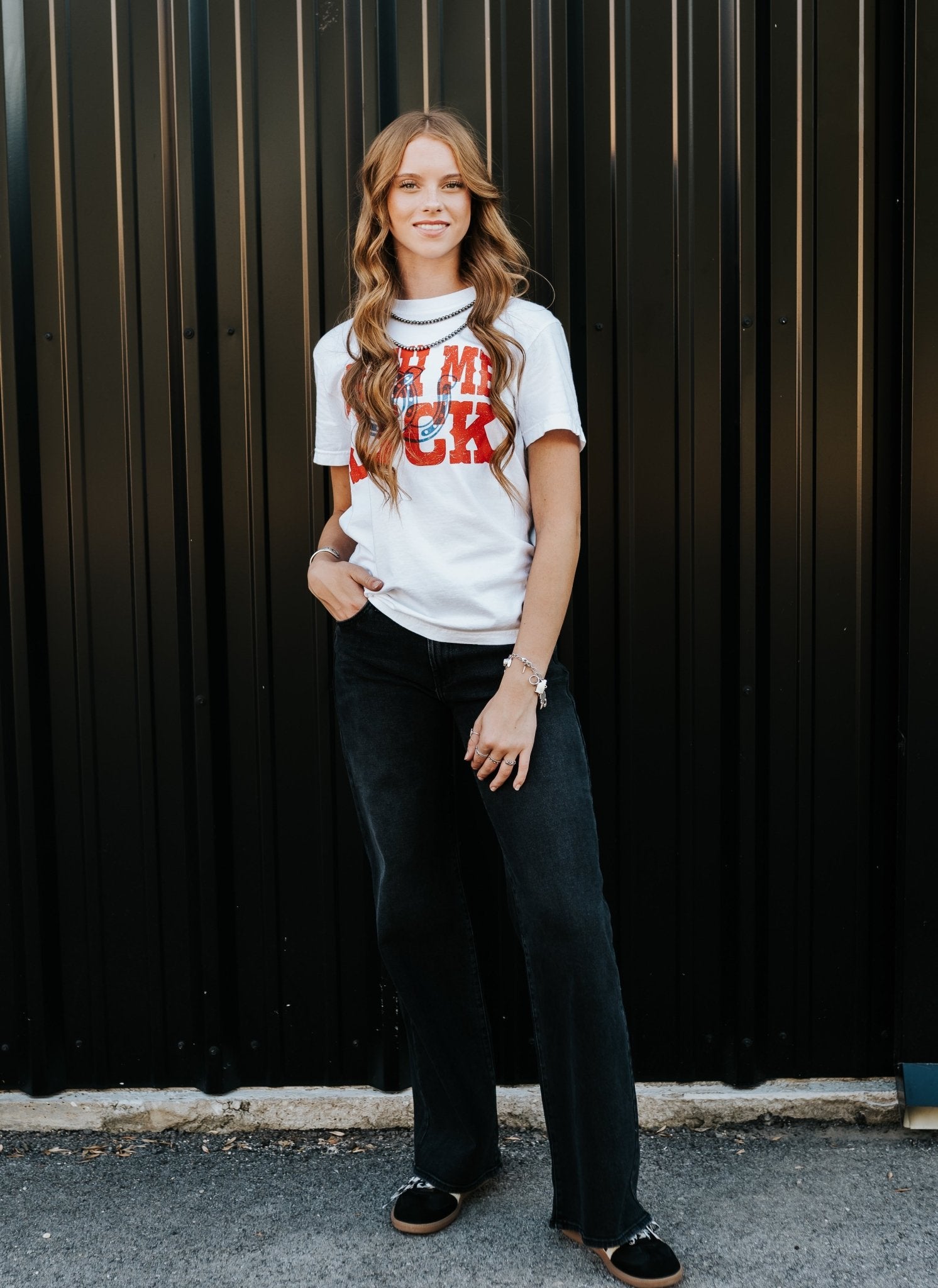 White/Red Wish Me Luck Tee - Southern Soule Designs