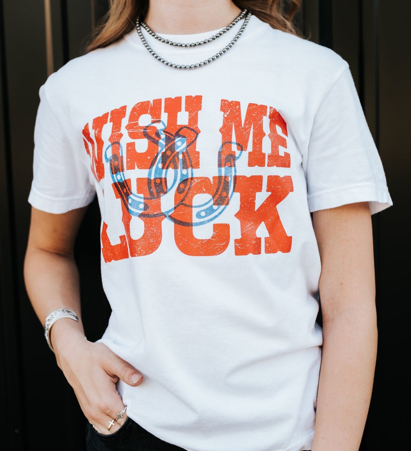 White/Red Wish Me Luck Tee - Southern Soule Designs