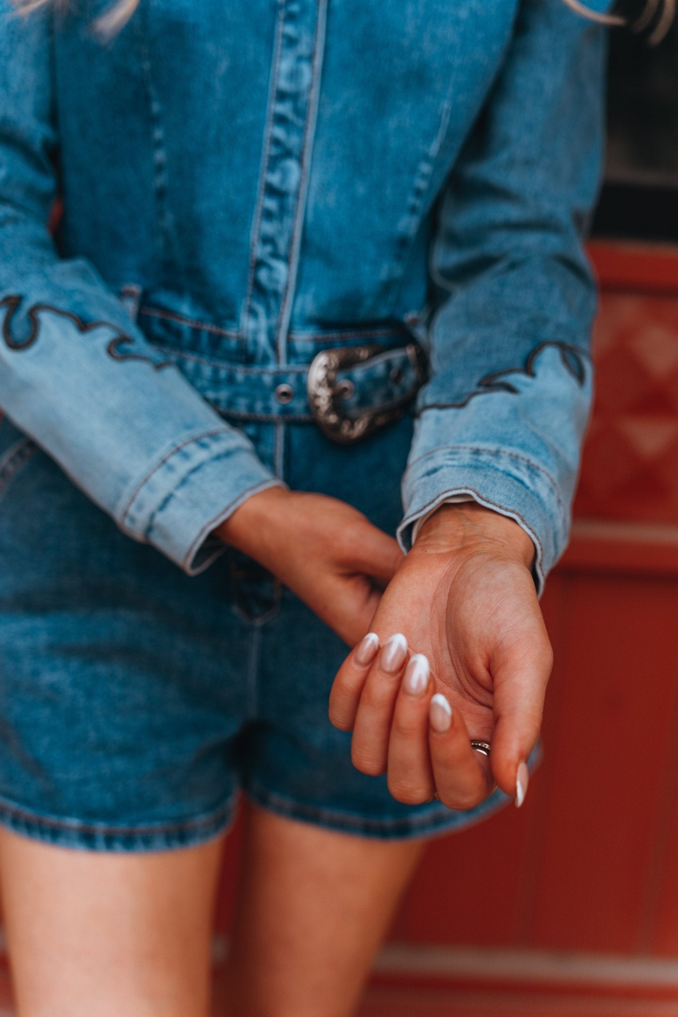 Women's Medium Wash Retro Denim Romper BWR2D06097 - Southern Soule Designs