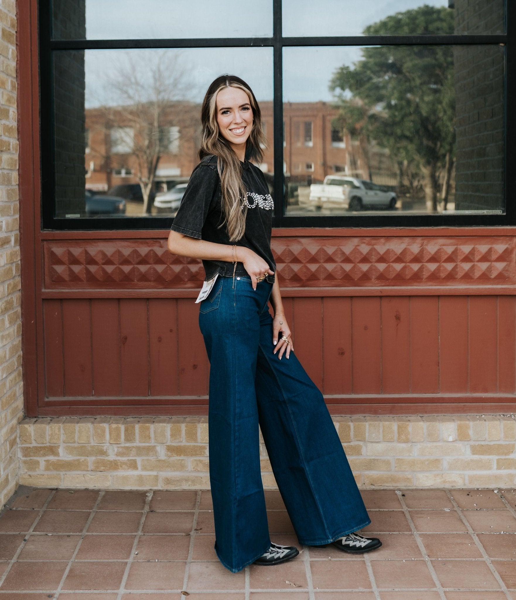 Women's Wrangler x Lainey Wilson Cheeky Wide Leg Jean Wrangler Blue 112373604 - Southern Soule Designs