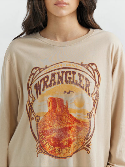 Wrangler 112350108 Relaxed Long Sleeve Tee Moonlight Beige - Southern Soule Designs