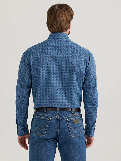 Wrangler 112352747 George Strait Troubadour LS Star Blue Western Snap Shirt - Southern Soule Designs