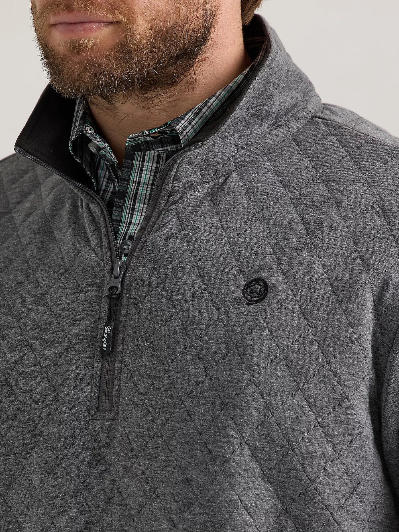 Wrangler 112352749 Charcoal George Strait Quarter - Zip Quilted Pullover Charcoal - Southern Soule Designs