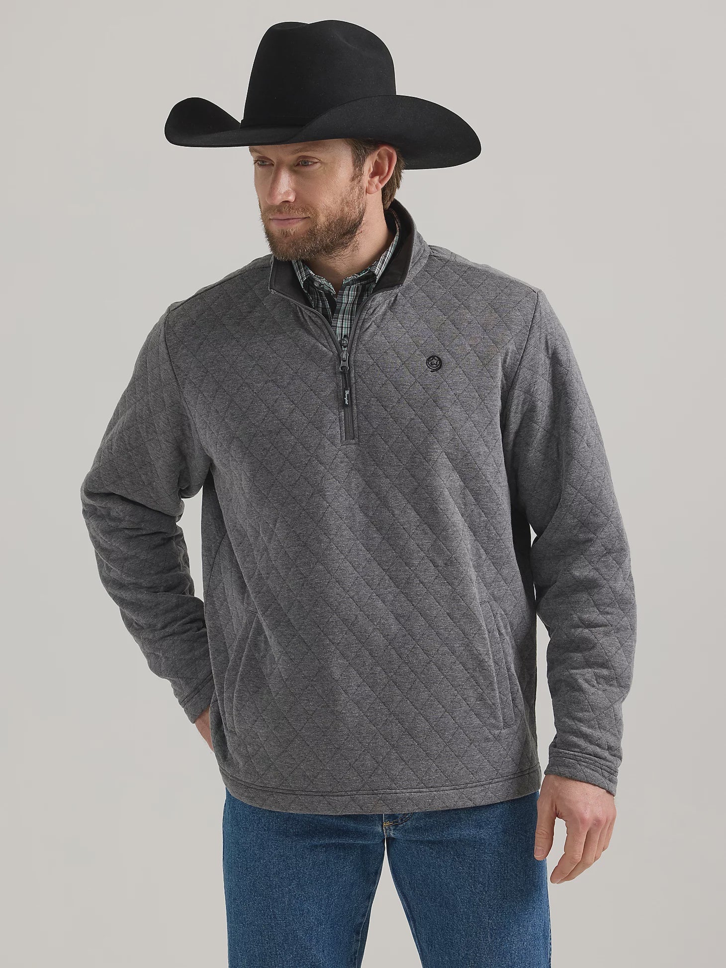 Wrangler 112352749 Charcoal George Strait Quarter - Zip Quilted Pullover Charcoal - Southern Soule Designs