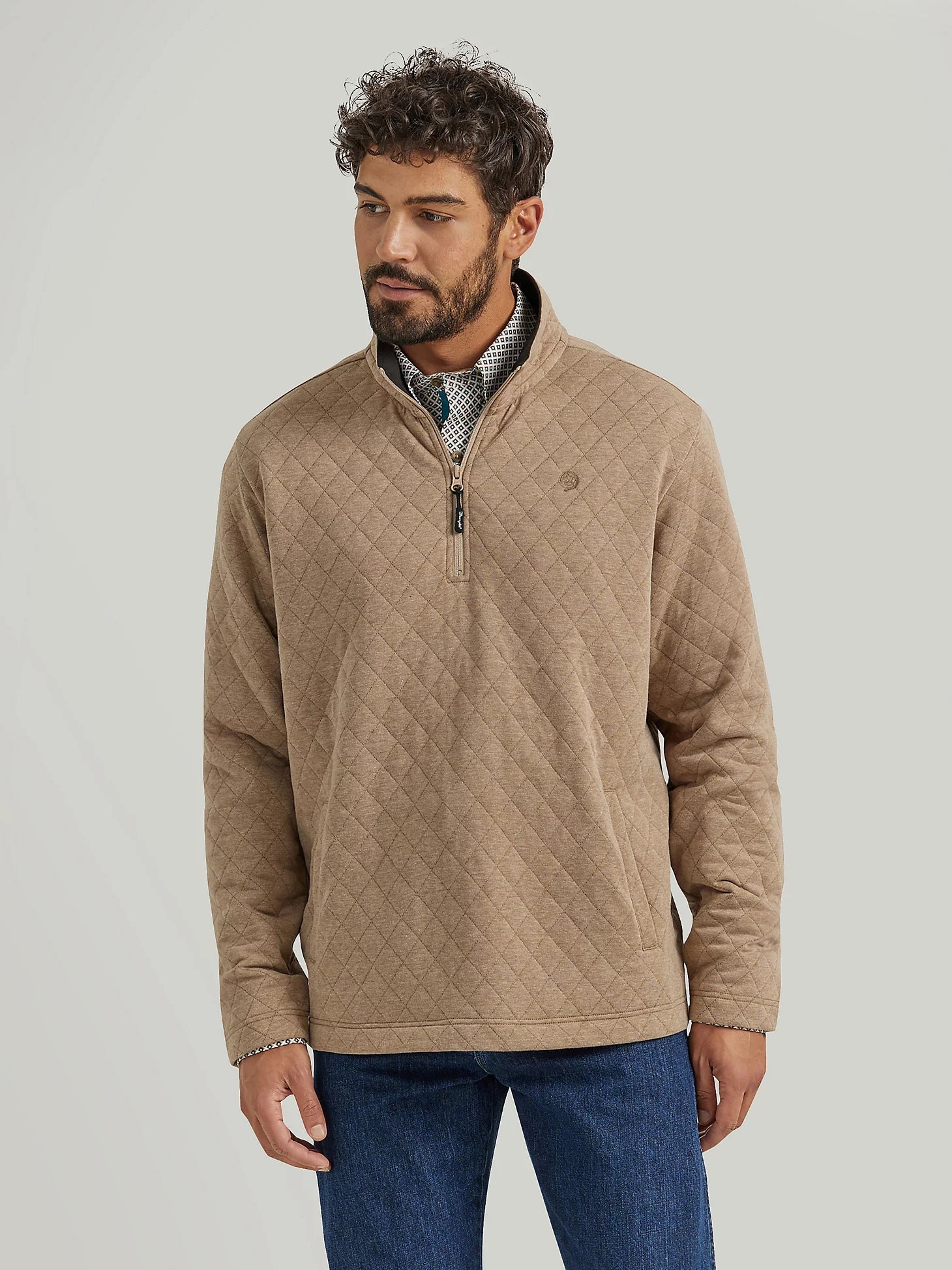 Wrangler 112352750 Taupe George Strait Quarter - Zip Quilted Pullover - Southern Soule Designs