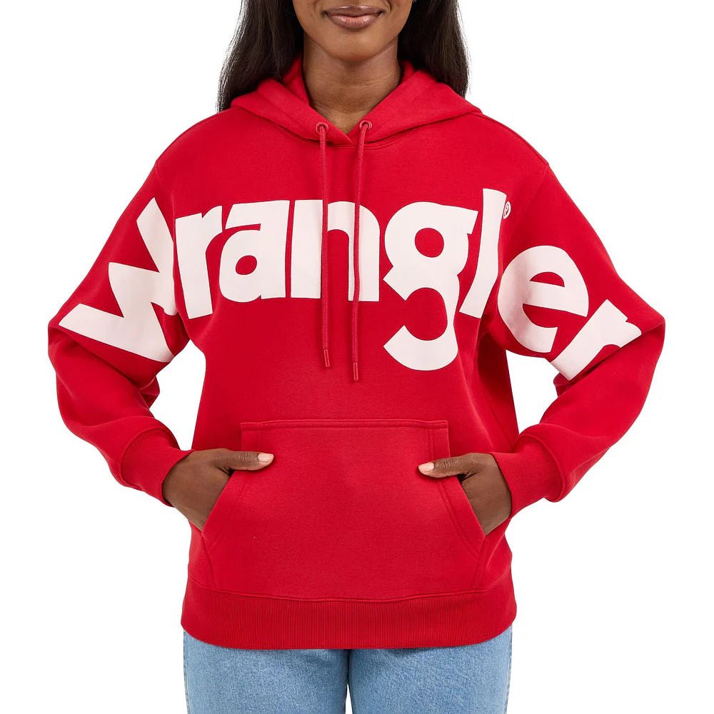 Wrangler Bold Logo Hoodie Red 112371605 - Southern Soule Designs