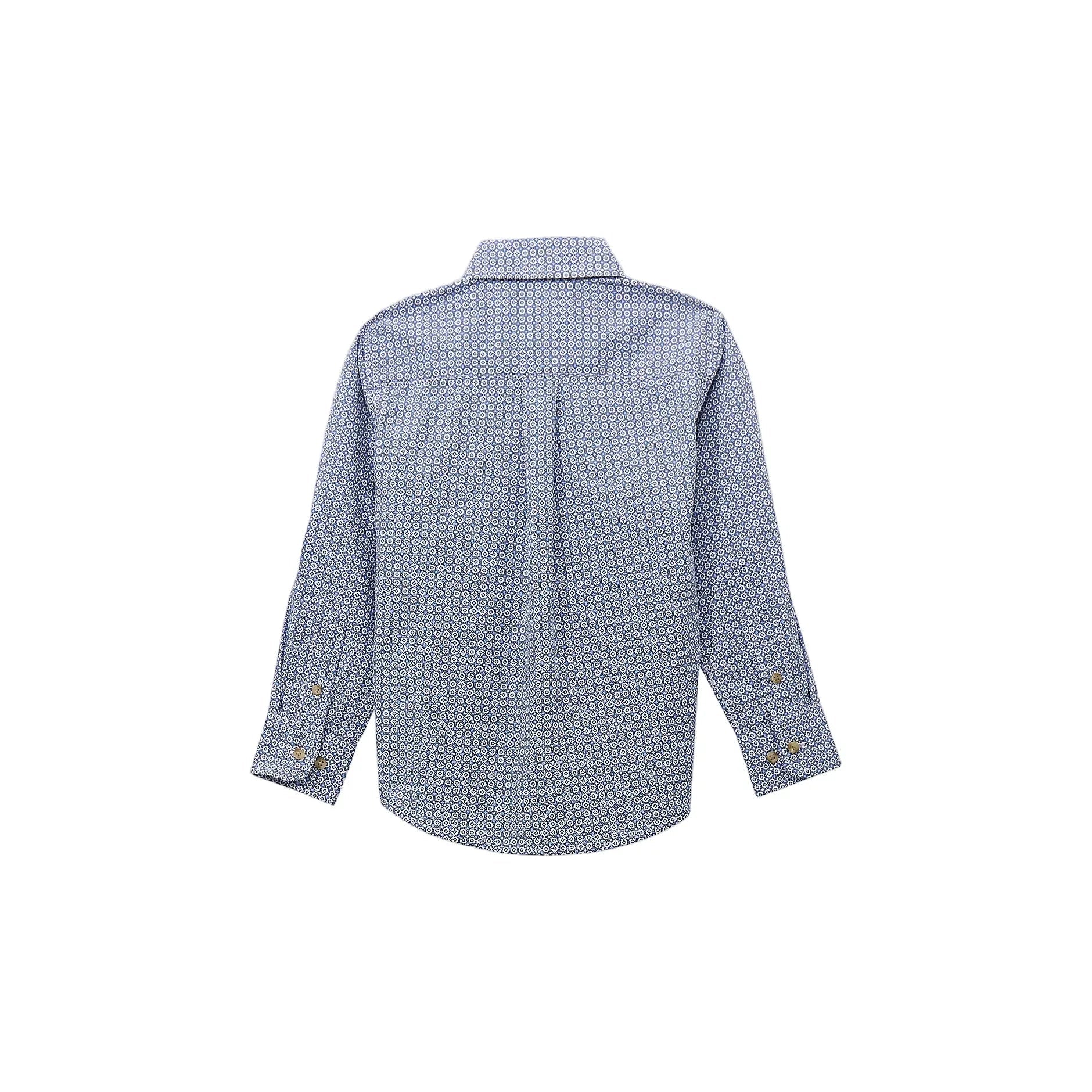 Wrangler Boy's Classic Button - Down Print Shirt Dusty Blue 112369452 - Southern Soule Designs