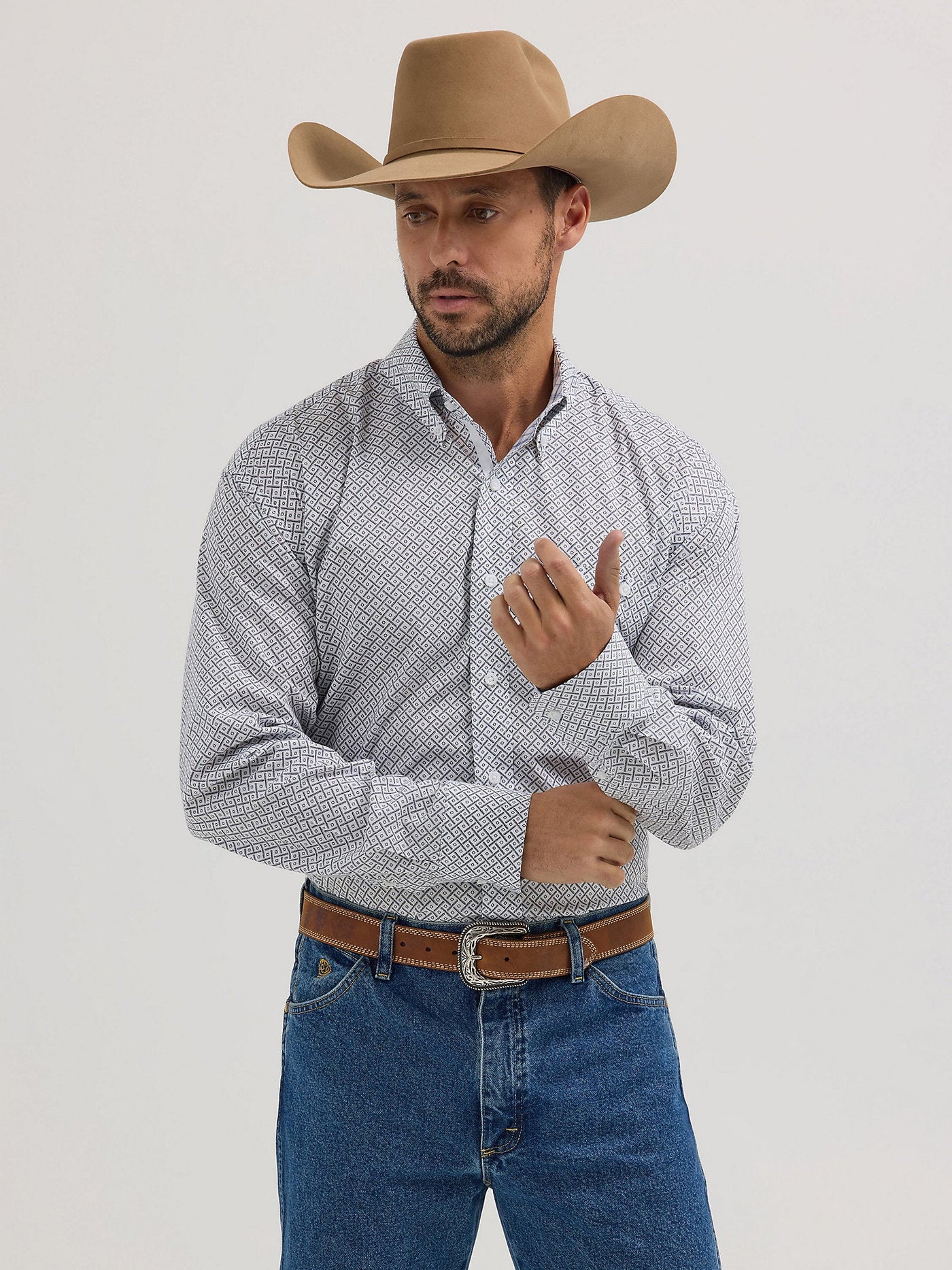 Wrangler George Strait Long Sleeve Bars White 112356599 - Southern Soule Designs