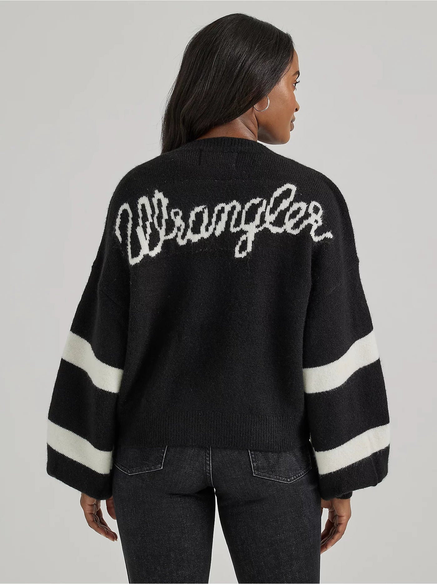 Wrangler Logo WMS Blouson Sleeve Cardigan Black 112356700 - Southern Soule Designs