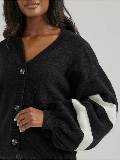 Wrangler Logo WMS Blouson Sleeve Cardigan Black 112356700 - Southern Soule Designs