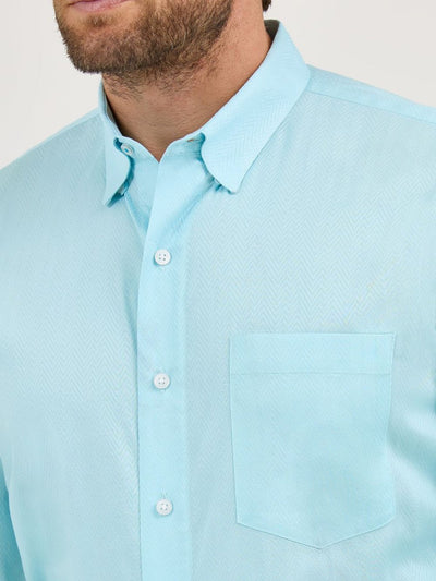 Wrangler Men's Cody Johnson Long Sleeve Shirt Aqua Chevron 112365523 - Southern Soule Designs