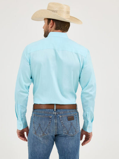 Wrangler Men's Cody Johnson Long Sleeve Shirt Aqua Chevron 112365523 - Southern Soule Designs