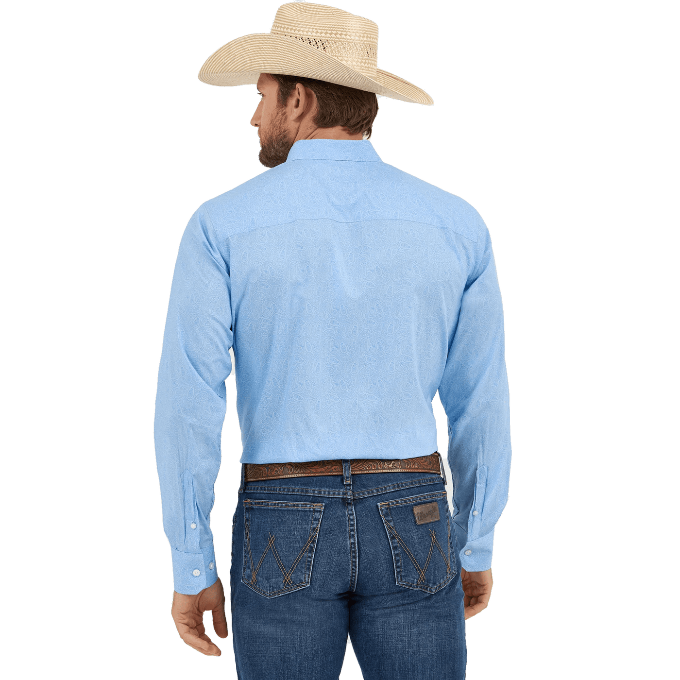 Wrangler Men's Cody Johnson Long Sleeve Shirt Powder Blue Paisley 112365620 - Southern Soule Designs