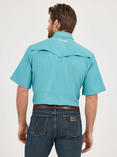 Wrangler Men's Performance Short Sleeve Snap Muted Teal 112359445 - Southern Soule Designs
