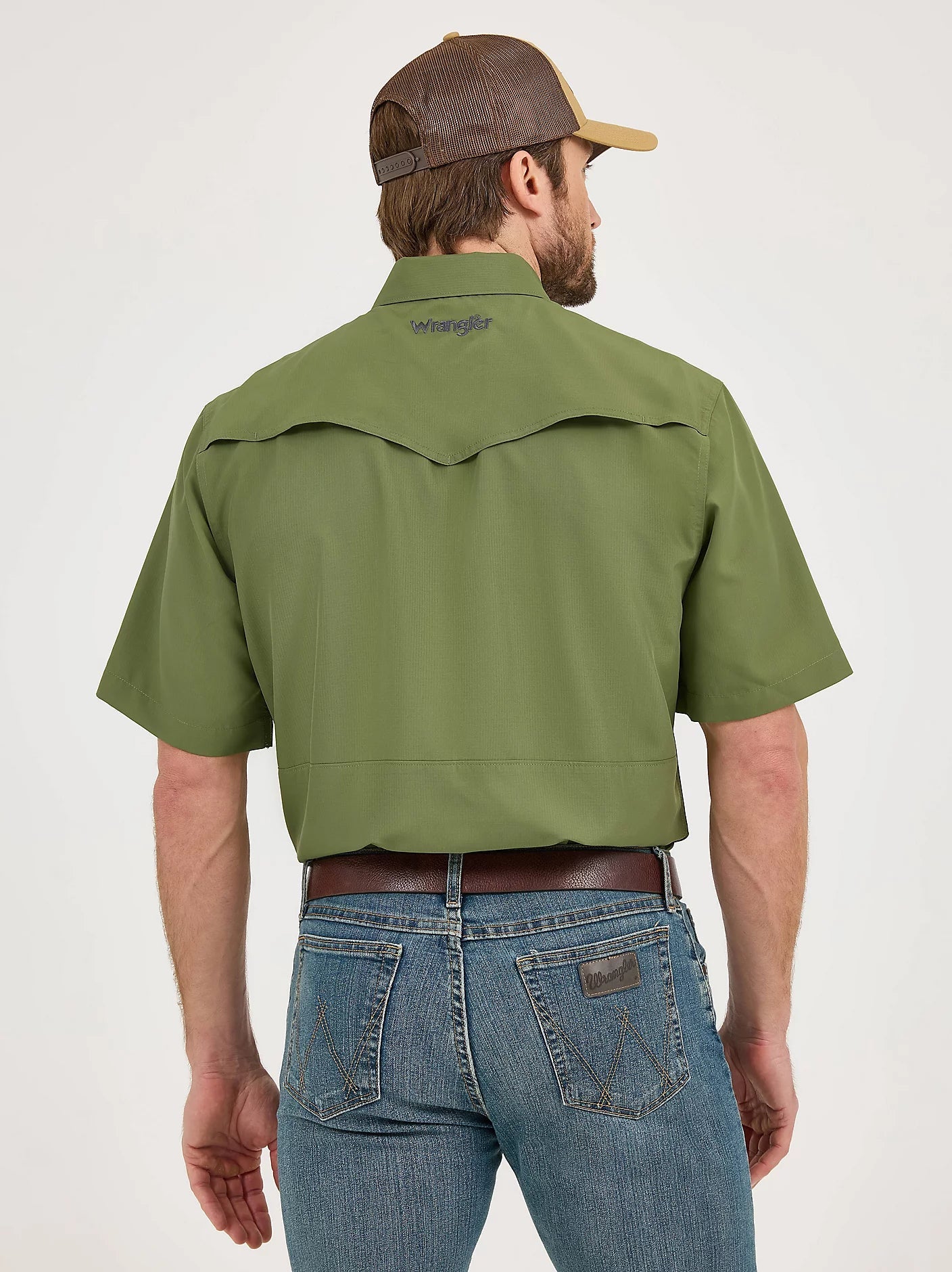 Wrangler Men's Performance Snap Short Sleeve Shirt Forest Green 112359446 - Southern Soule Designs